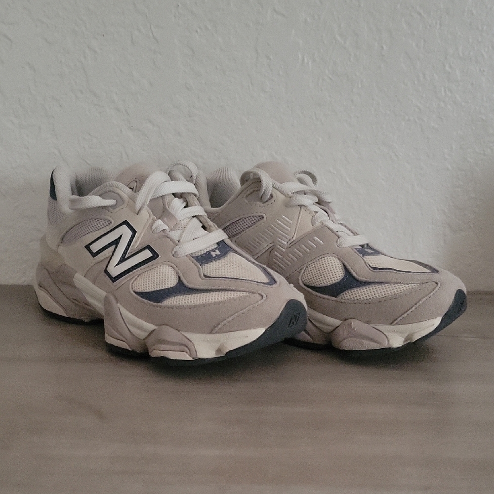 New Balance Beige and Navy Sneakers